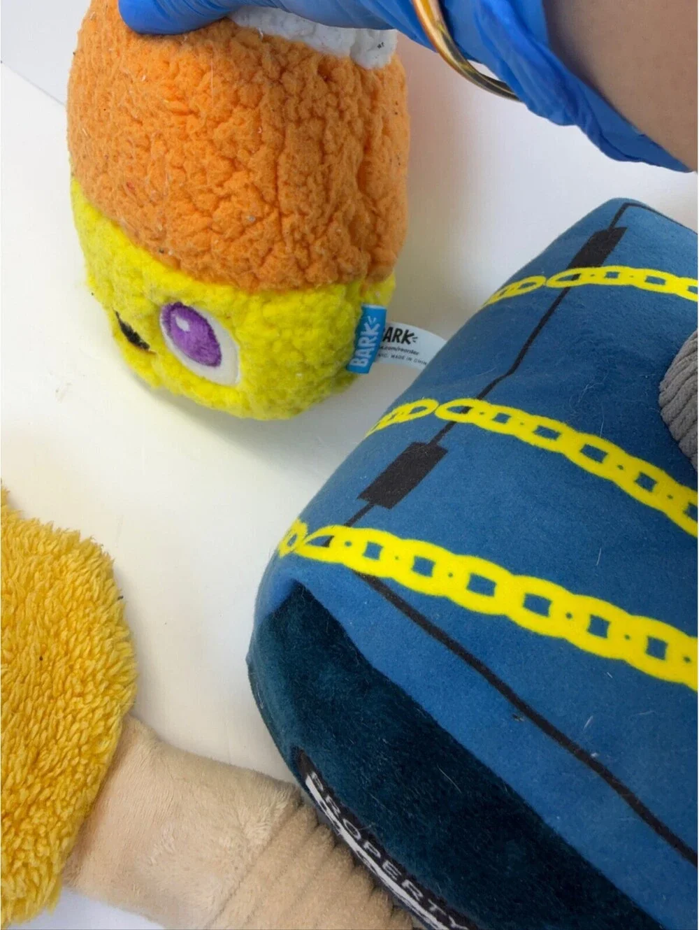 Lot of 4 BarkBox Plush Dog Toys - Candy Corn, H. Poodini Safe, Maple Syrup - D-4